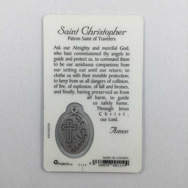 St Christopher Embossed Travelers Prayer Card Church Stores