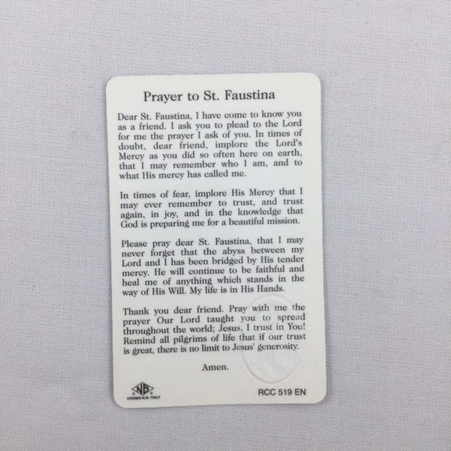 St Faustina Embossed Card Church Stores