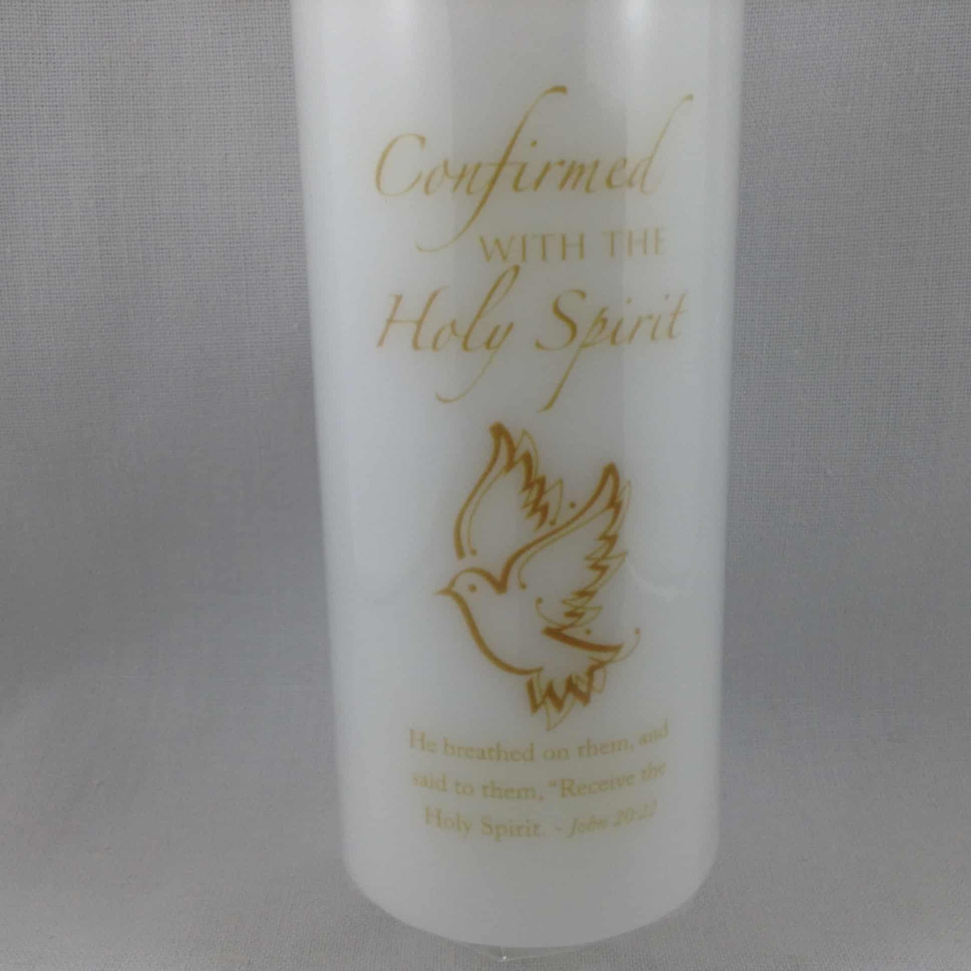 Generic Confirmation Candle 150 x 54mm Gold Dove Church Stores