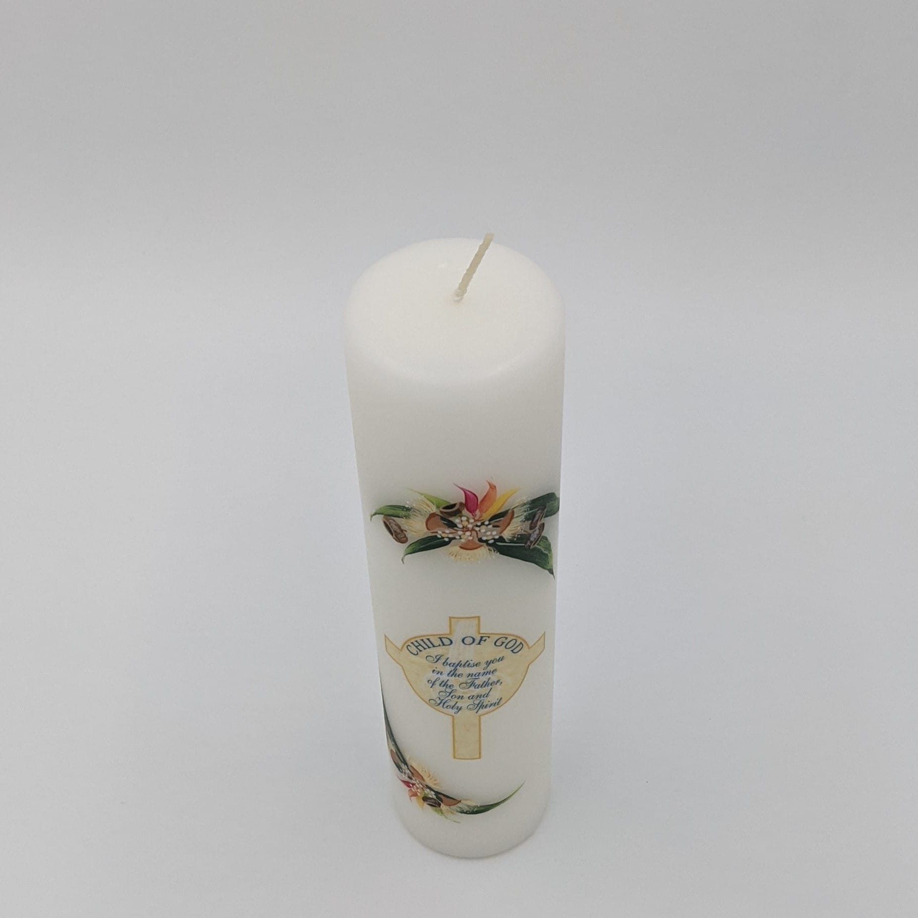 Generic Baptism Candle Australian Wildflower Yellow Church Stores