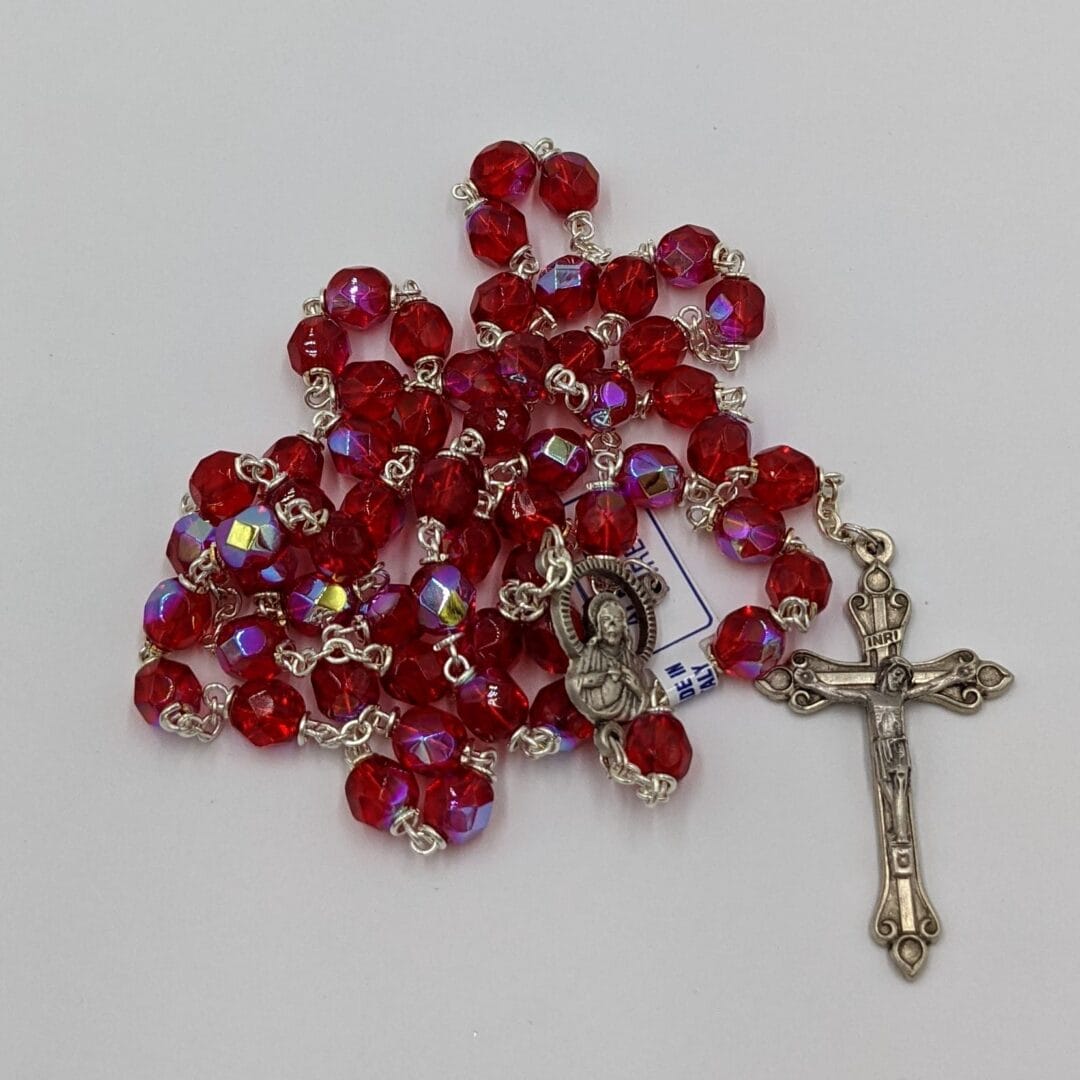 ROSARY BEADS RED CRYSTAL Church Stores