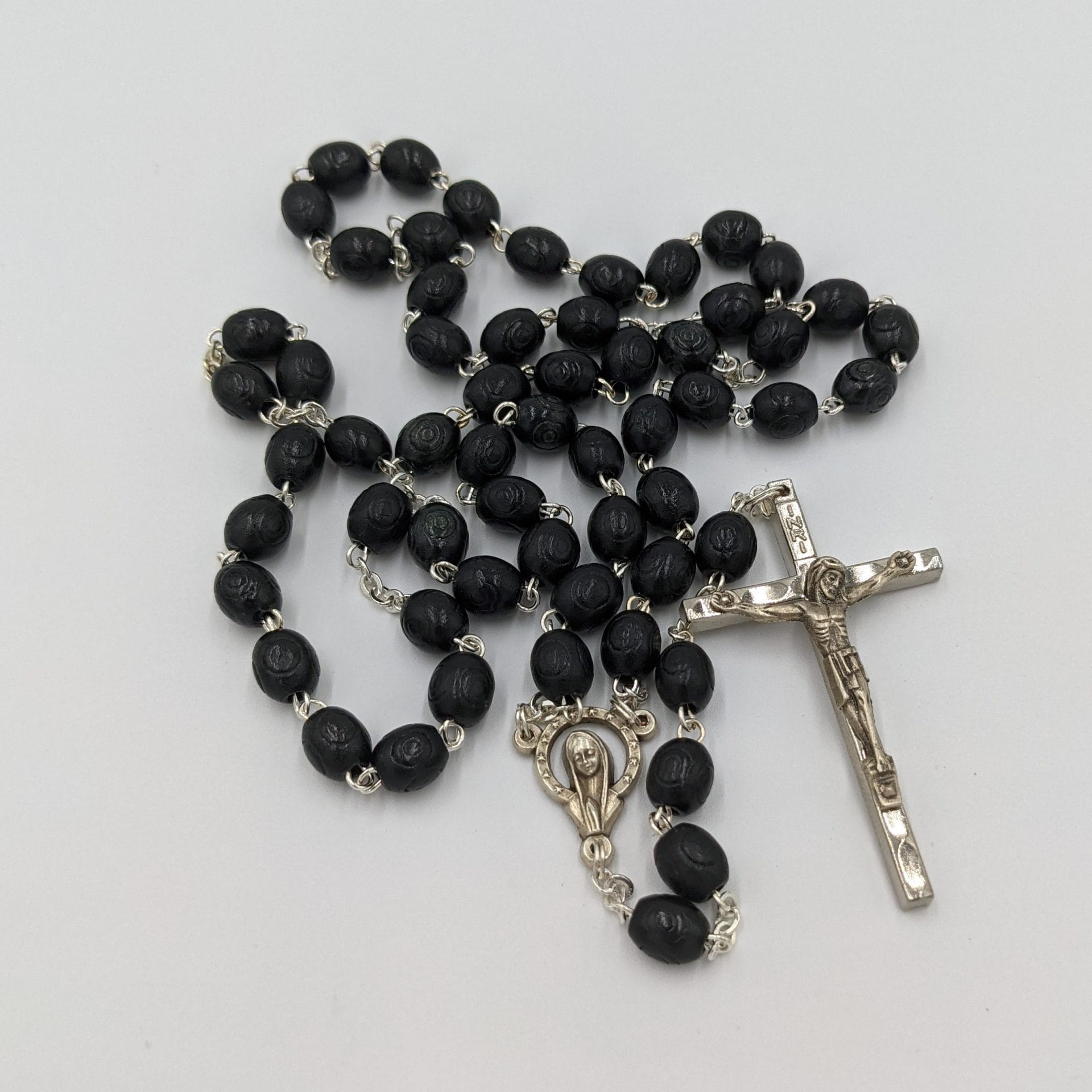 ROSARY BEADS BLACK WOODEN DOUBLE WIRED Church Stores
