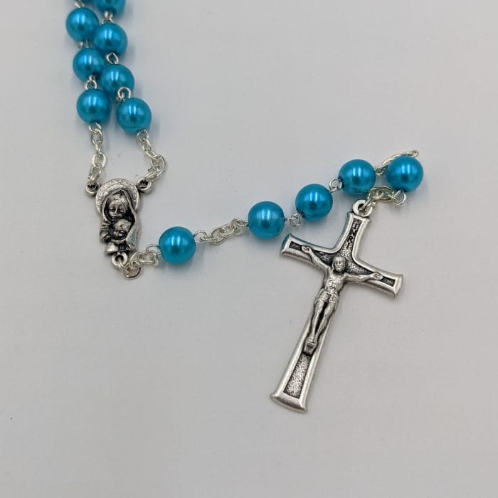 Rosary Beads Blue Pearl | Church Stores