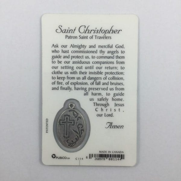 St Christopher Embossed Travelers Prayer Card | Church Stores