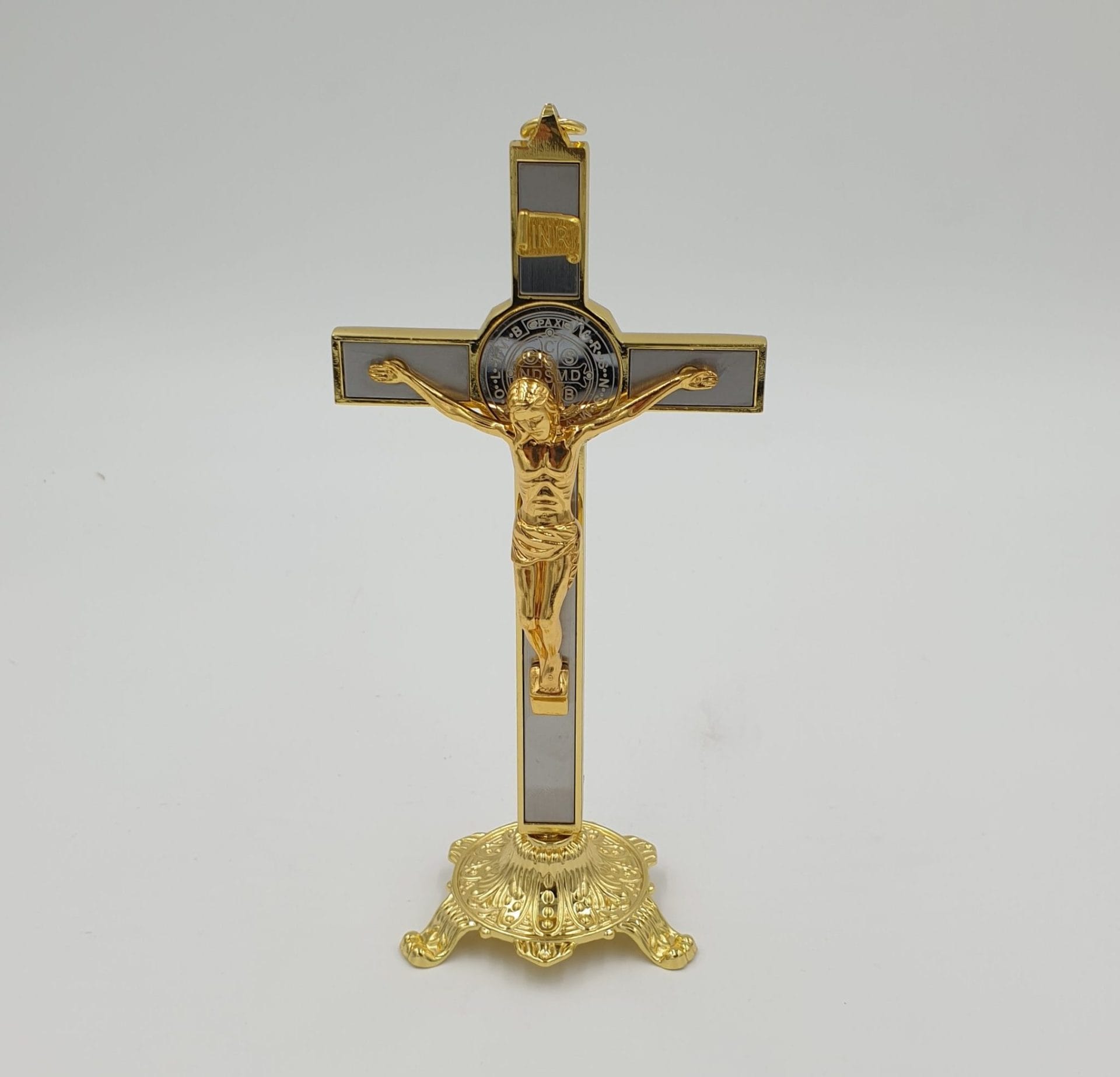 Benedictine Crucifix Standing- Gold Look | Church Stores