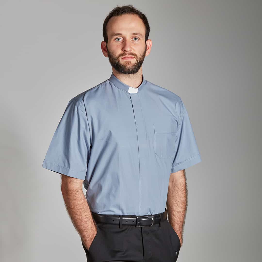 Denim clergy shop shirt