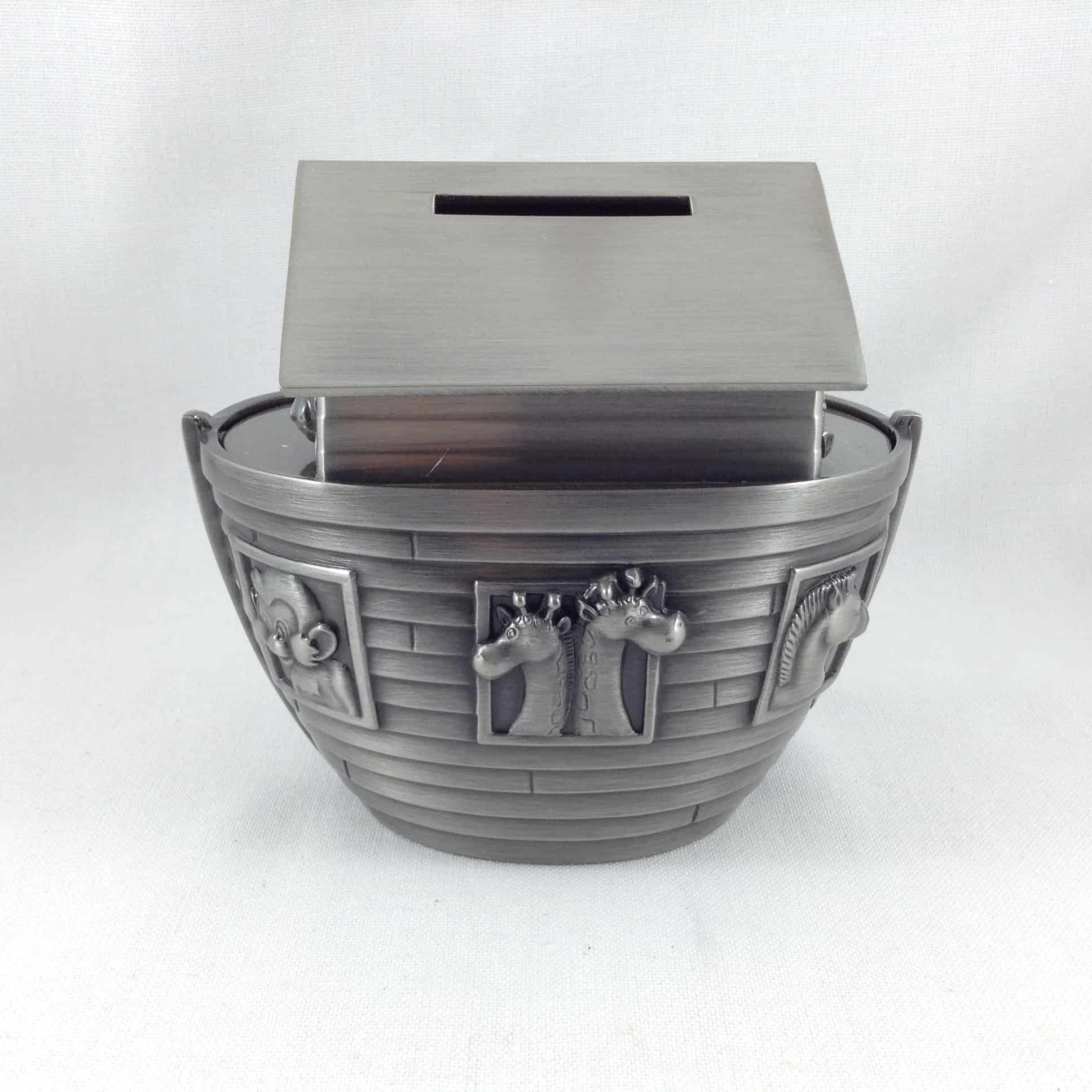Noah's Ark Money Box Pewter Effect Church Stores
